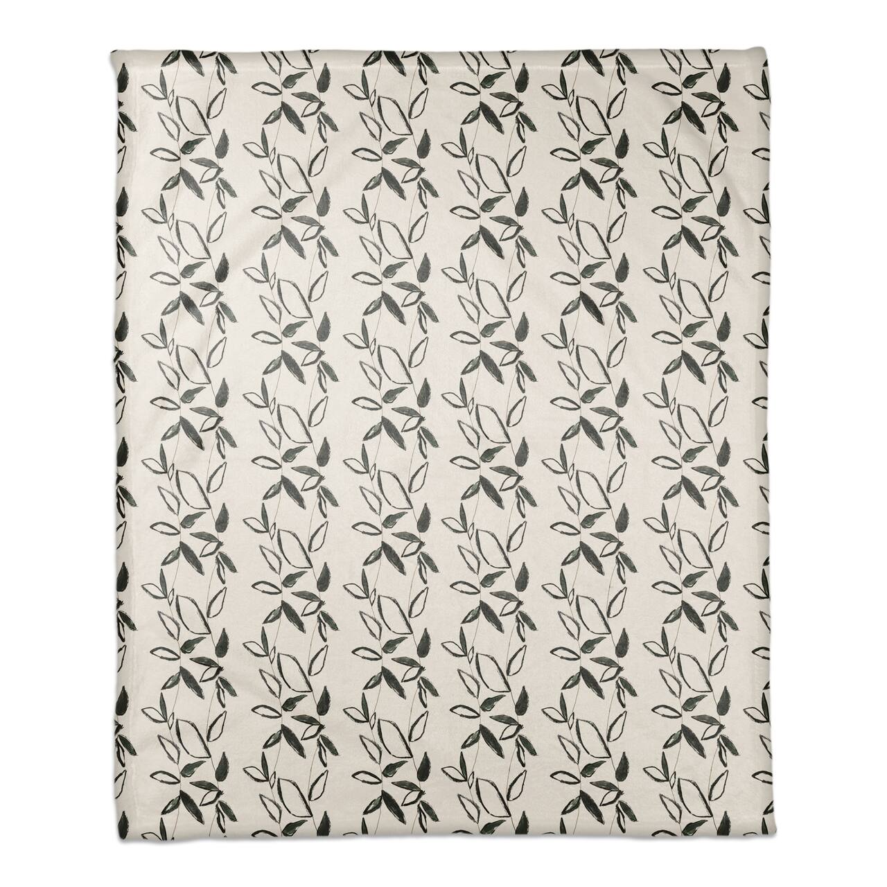 Black Leaf Stripes 50" x 60" Coral Fleece Blanket